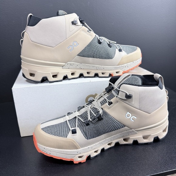 On Running Cloudtrax Men's Size 8.5 Sensa Sand Flame Hiking Mid Boot Shoes Tan - Picture 6 of 15